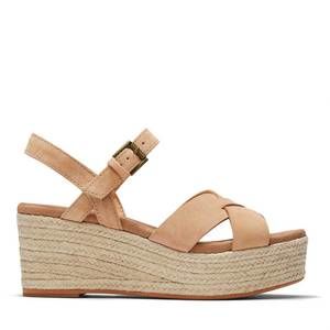 NEW TOMS willow rope platform sandal in tan suede